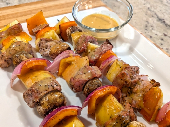 Pork and Apple Kabobs with Honey Mustard Sauce