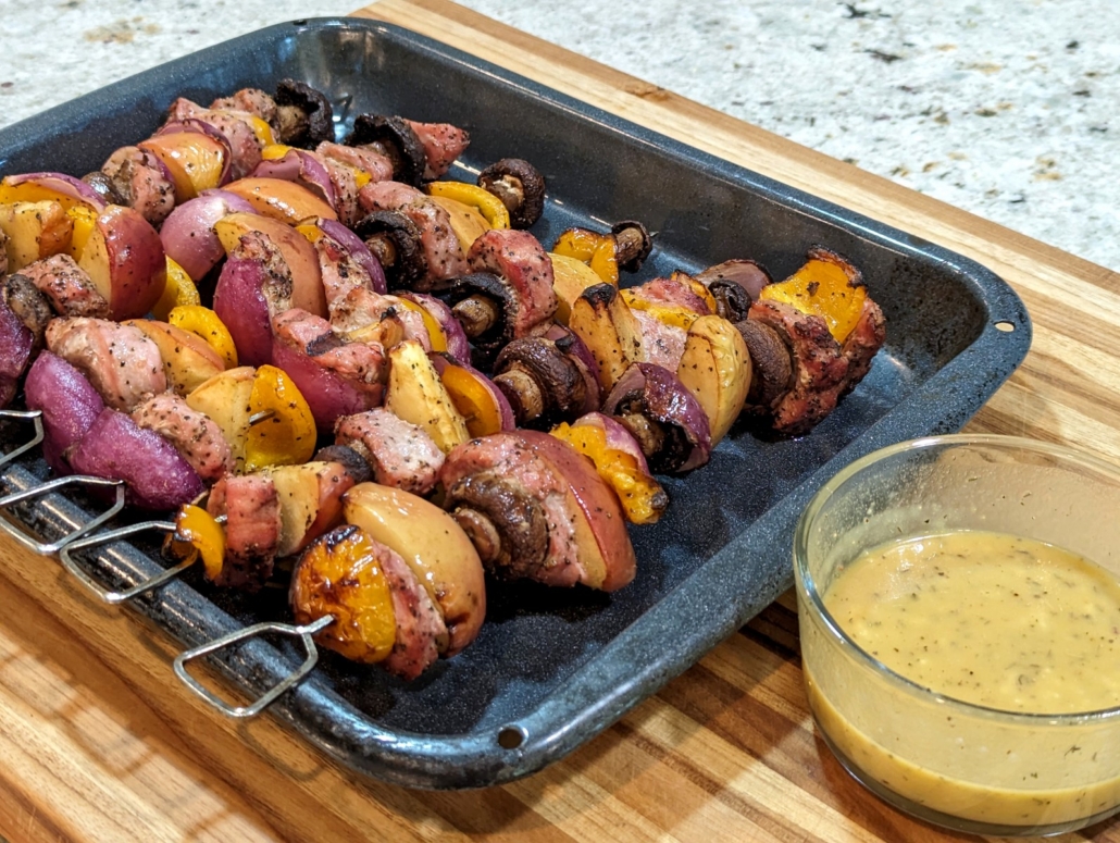 Pork and Apple Kabobs with Honey Mustard Sauce - Cooking Chris