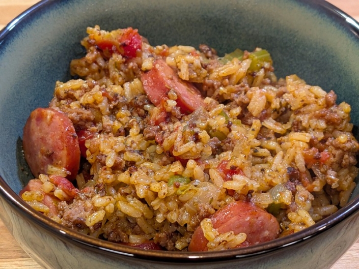 Cajun Beef and Sausage Jambalaya